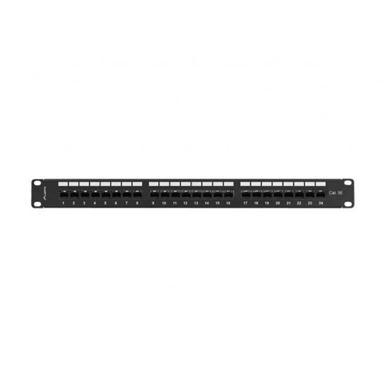 Lanberg patch panel 24 port 1U 19" CAT.5e utp with cable organizer black Lanberg patch panel 24 port 1U 19" CAT.5e utp with cable organizer black