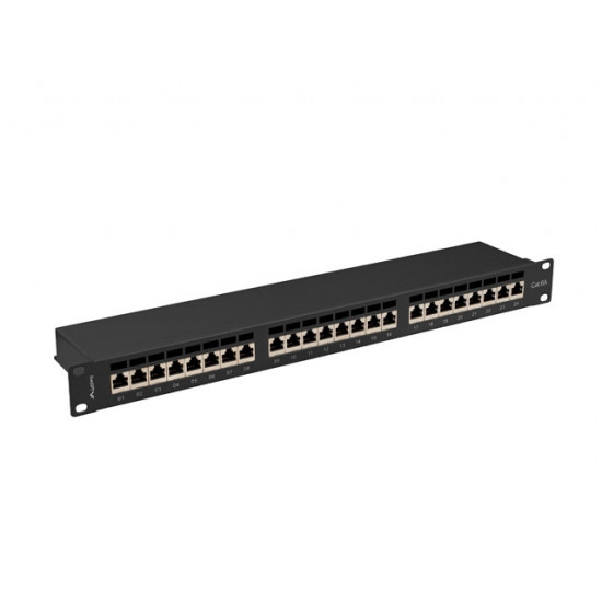 Lanberg patch panel 24 port 1U 19" CAT.6a ftp with cable organizer shielded black Lanberg patch panel 24 port 1U 19" CAT.6a ftp with cable organizer shielded black