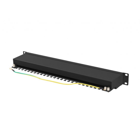 Lanberg patch panel 24 port 1U 19" CAT.6a ftp with cable organizer shielded black Lanberg patch panel 24 port 1U 19" CAT.6a ftp with cable organizer shielded black