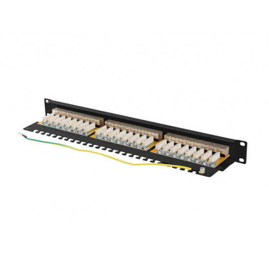 Lanberg patch panel 24 port 1U 19" CAT.6a ftp with cable organizer shielded black Lanberg patch panel 24 port 1U 19" CAT.6a ftp with cable organizer shielded black