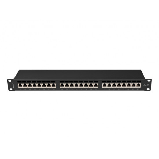 Lanberg patch panel 24 port 1U 19" CAT.6a ftp with cable organizer shielded black Lanberg patch panel 24 port 1U 19" CAT.6a ftp with cable organizer shielded black