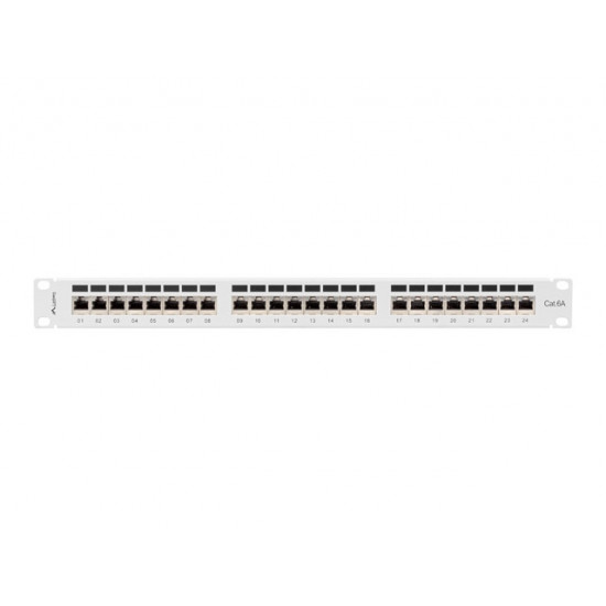 Lanberg patch panel 24 port 1U 19" CAT.6a ftp with cable organizer shielded grey Lanberg patch panel 24 port 1U 19" CAT.6a ftp with cable organizer shielded grey