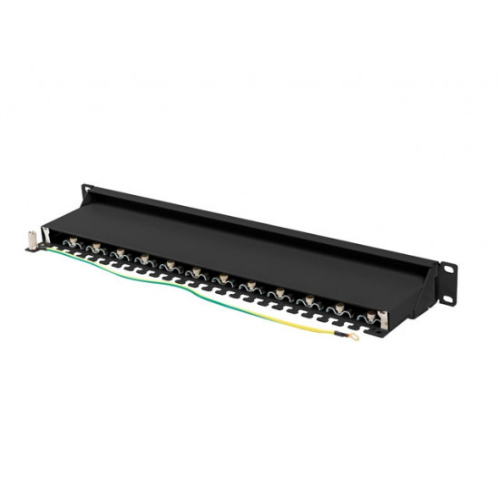 Lanberg patch panel 24 port 1U 19" CAT.7 ftp with cable organizer shielded black Lanberg patch panel 24 port 1U 19" CAT.7 ftp with cable organizer shielded black