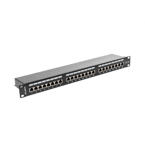 Lanberg patch panel 24 port 1U CAT.5E shielded, black Lanberg patch panel 24 port 1U CAT.5E shielded, black