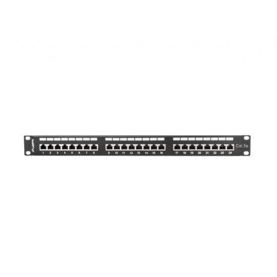 Lanberg patch panel 24 port 1U CAT.5E shielded, black Lanberg patch panel 24 port 1U CAT.5E shielded, black