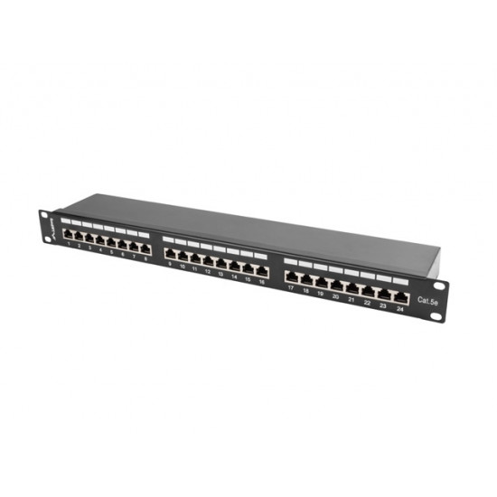 Lanberg patch panel 24 port 1U CAT.5E shielded, black Lanberg patch panel 24 port 1U CAT.5E shielded, black