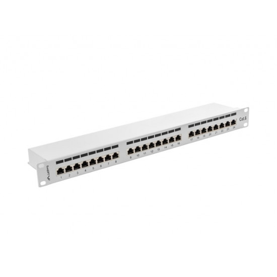 Lanberg patch panel 24 port 1U CAT.6 shielded, grey Lanberg patch panel 24 port 1U CAT.6 shielded, grey