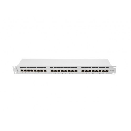 Lanberg patch panel 24 port 1U CAT.6 shielded, grey Lanberg patch panel 24 port 1U CAT.6 shielded, grey