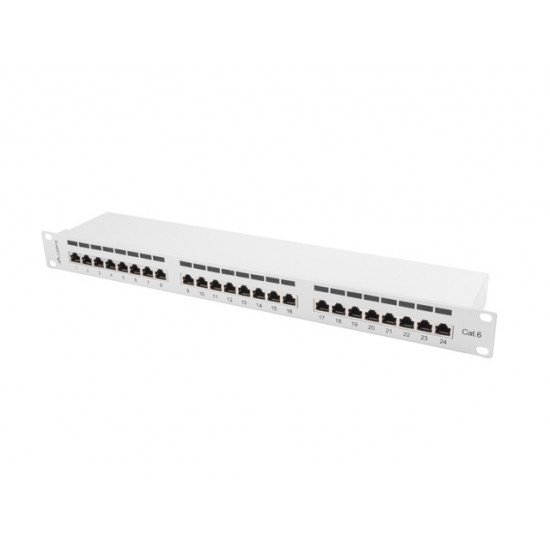 Lanberg patch panel 24 port 1U CAT.6 shielded, grey Lanberg patch panel 24 port 1U CAT.6 shielded, grey
