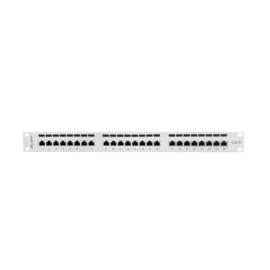 Lanberg patch panel 24 port 1U CAT.6 shielded, grey Lanberg patch panel 24 port 1U CAT.6 shielded, grey