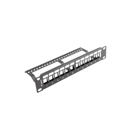 Lanberg patch panel blank 12 port 1U with organizer for keystone modules black Lanberg patch panel blank 12 port 1U with organizer for keystone modules black