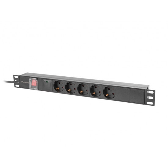 Lanberg power distribution unit (pdu) 19" 1U 16a 2m 5x schuko outlets black Lanberg power distribution unit (pdu) 19" 1U 16a 2m 5x schuko outlets black