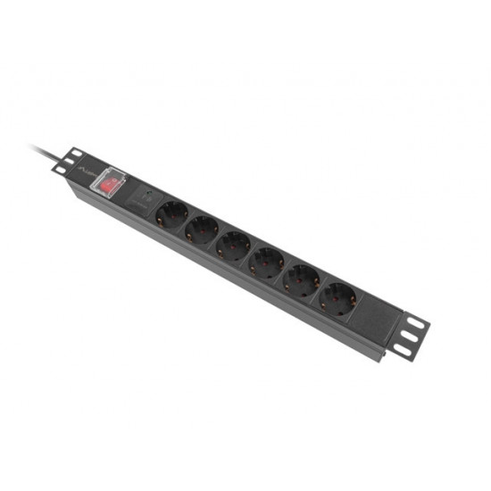 Lanberg power distribution unit (pdu) 19" 1U 16a 2m 6x schuko outlets black Lanberg power distribution unit (pdu) 19" 1U 16a 2m 6x schuko outlets black