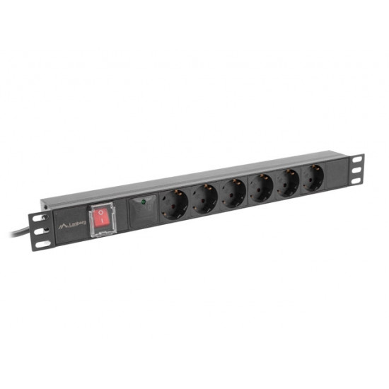 Lanberg power distribution unit (pdu) 19" 1U 16a 2m 6x schuko outlets black Lanberg power distribution unit (pdu) 19" 1U 16a 2m 6x schuko outlets black