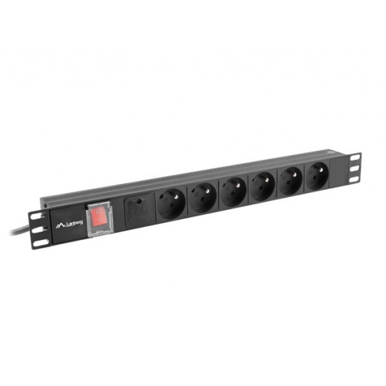 Lanberg power distribution unit (pdu) 19" 1U 16a 6x french outlets 2m black