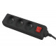 Lanberg power strip 1.5m, 3 sockets, french with circuit breaker quality-grade copper cable, black