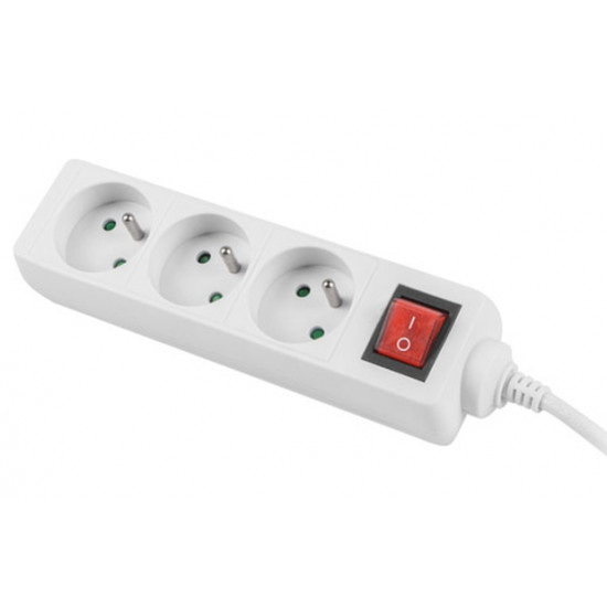 Lanberg power strip 1.5m, 3 sockets, french with circuit breaker quality-grade copper cable, white