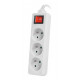 Lanberg power strip 1.5m, 3 sockets, french with circuit breaker quality-grade copper cable, white