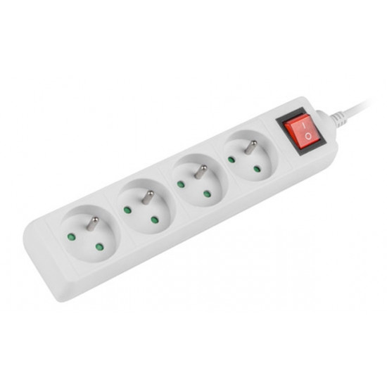 Lanberg power strip 1.5m, 4 sockets, french with circuit breaker quality-grade copper cable, white
