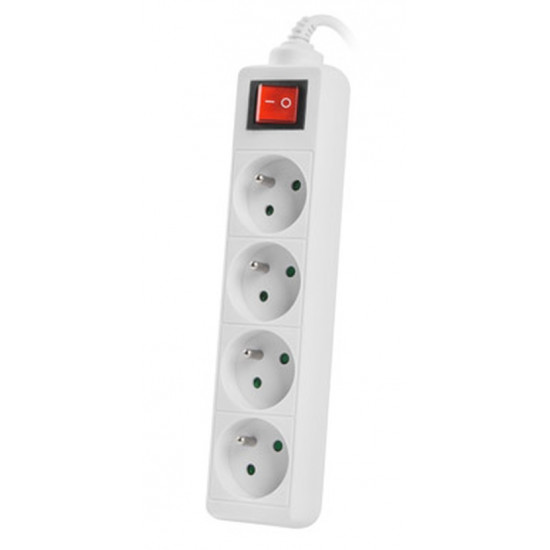 Lanberg power strip 1.5m, 4 sockets, french with circuit breaker quality-grade copper cable, white