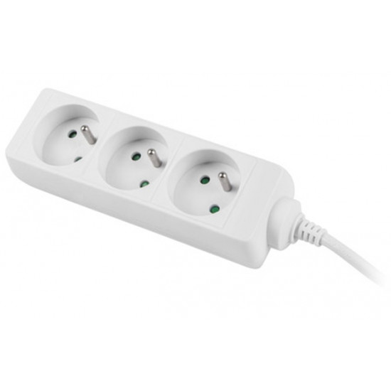 Lanberg power strip 3m, 3 sockets, french quality-grade copper cable, white