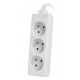 Lanberg power strip 3m, 3 sockets, french quality-grade copper cable, white