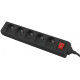 Lanberg power strip 3m, 5 sockets, french with circuit breaker quality-grade copper cable, black Lanberg power strip 3m, 5 sockets, french with circuit breaker quality-grade copper cable, black