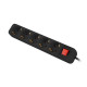 Lanberg power strip 3m, 5 sockets, french with circuit breaker quality-grade copper cable, black Lanberg power strip 3m, 5 sockets, french with circuit breaker quality-grade copper cable, black