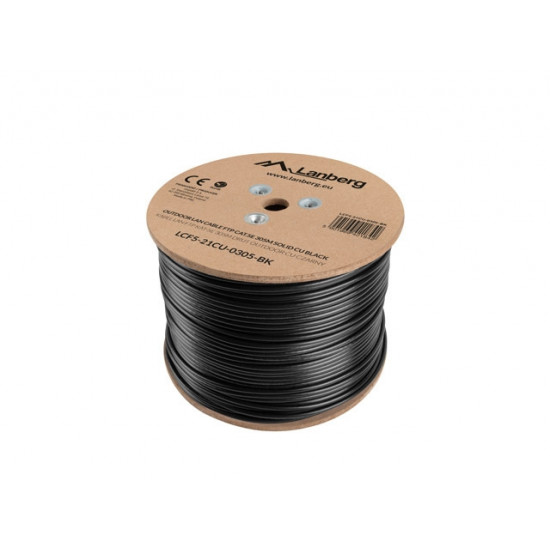 Lanberg LAN cable CAT.5e ftp 305m solid outdoor cu black fluke passed Lanberg LAN cable CAT.5e ftp 305m solid outdoor cu black fluke passed