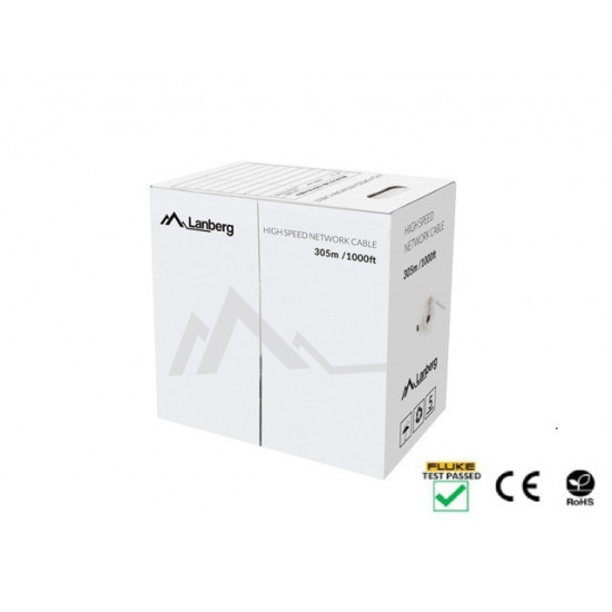 Lanberg LAN cable CAT.5e utp 305m solid cu black fluke