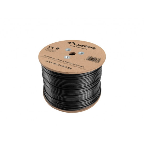 Lanberg LAN cable CAT.5e utp 305m solid outdoor gel-filled cu black fluke passed Lanberg LAN cable CAT.5e utp 305m solid outdoor gel-filled cu black fluke passed