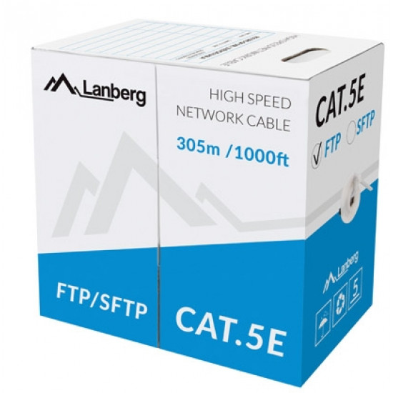 Lanberg LAN cable FTP CAT.5E 305m solid CCA, grey Lanberg LAN cable FTP CAT.5E 305m solid CCA, grey