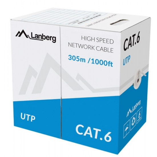 Lanberg LAN cable UTP CAT.6 305m solid CCA, grey Lanberg LAN cable UTP CAT.6 305m solid CCA, grey