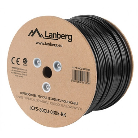Lanberg outdoor LAN cable gel-filled FTP CAT.5E 305m solid CU, grey Lanberg outdoor LAN cable gel-filled FTP CAT.5E 305m solid CU, grey