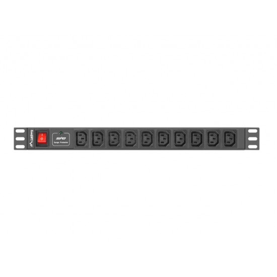 Lanberg power distribution unit (PDU) 19"1U 10A 10 SOCKETS 2M, black