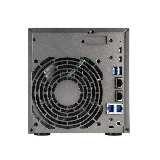 Asustor Lockerstor 4 Gen3 AS6804T 4 Bay NAS, AMD Ryzen Embedded Quad-Core 2.3GHz (burst up to 3.8GHz), Dual USB 4 Ports, Dual 10GbE Ports, Dual 5GbE Ports, 16G ECC RAM DDR5 (Max. 64GB) 4x M.2 SSD Slots (Diskless), 2 x Type C, Black
