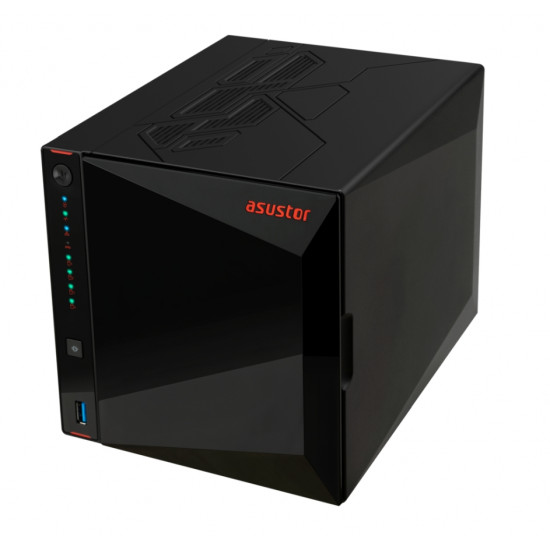 Asustor Nimbustor AS5404T, 4 Bay NAS, Quad-Core 2.0GHz CPU, Dual 2.5GbE Ports, 4GB SO-DIMM DDR4 (Max. 16GB), Four M.2 SSD Slots (Diskless), 3x USB 3.2 Gen 1 Type A, WOW (Wake on WAN), WOL, System Sleep Mode, AES-NI hardware, encryption, Black