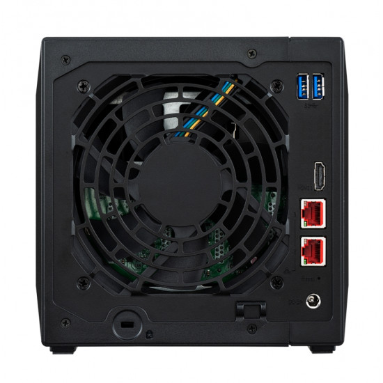 Asustor Nimbustor AS5404T, 4 Bay NAS, Quad-Core 2.0GHz CPU, Dual 2.5GbE Ports, 4GB SO-DIMM DDR4 (Max. 16GB), Four M.2 SSD Slots (Diskless), 3x USB 3.2 Gen 1 Type A, WOW (Wake on WAN), WOL, System Sleep Mode, AES-NI hardware, encryption, Black