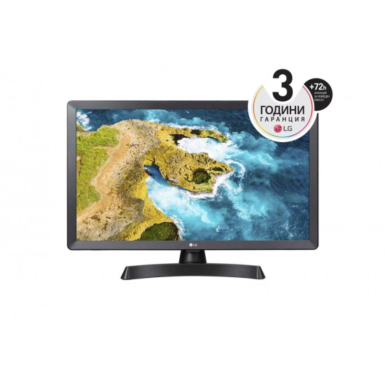 LG 24TQ510S-PZ, 23.6" WVA, LED, Smart webOS, TV Tuner DVB-T2/C /S2, 1000:1, Mega DFC, 200cd, 1366x768, AI SOUND, WiFi, HDMI, Bluetooth, USB 2.0, HOTEL MODE, AirPlay, Speaker 2x5W, Black