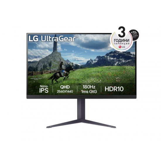 LG 32GS85Q-B, 31.5" UltraGear Nano IPS 1ms, AG, 180Hz, 1000:1, 350cd/m2, QHD (2560x1440), AMD FreeSync, NVIDIA G-SYNC, HDR 10, DCI-P3 98%, USB, HDMI, DisplayPort, Reader mode, Dynamic Action Sync, Headphone out, Height Adjustable,Tilt, Swivel, Black LG 32GS85Q-B, 31.5" UltraGear Nano IPS 1ms, AG, 180Hz, 1000:1, 350cd/m2, QHD (2560x1440), AMD FreeSync, NVIDIA G-SYNC, HDR 10, DCI-P3 98%, USB, HDMI, DisplayPort, Reader mode, Dynamic Action Sync, Headphone out, Height Adjustable,Tilt, Swivel, Black