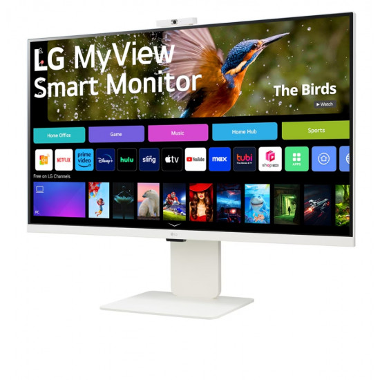 LG 32SR85U-W, 31.5" IPS Smart webOS, Full HD Web cam, AG, 5ms, 1000:1, 400cd/m, DCI-P3 95%, 4K UHD (3840x2160), ThinQ, HDR 10, HDMI, USB Type-C-PD 90W, Wi-Fi B/in, AirPlay 2, Bluetooth, Speakers 5W x 2, Height Adjustable, Tilt, White LG 32SR85U-W, 31.5" IPS Smart webOS, Full HD Web cam, AG, 5ms, 1000:1, 400cd/m, DCI-P3 95%, 4K UHD (3840x2160), ThinQ, HDR 10, HDMI, USB Type-C-PD 90W, Wi-Fi B/in, AirPlay 2, Bluetooth, Speakers 5W x 2, Height Adjustable, Tilt, White