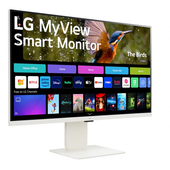LG 32SR85U-W, 31.5" IPS Smart webOS, Full HD Web cam, AG, 5ms, 1000:1, 400cd/m, DCI-P3 95%, 4K UHD (3840x2160), ThinQ, HDR 10, HDMI, USB Type-C-PD 90W, Wi-Fi B/in, AirPlay 2, Bluetooth, Speakers 5W x 2, Height Adjustable, Tilt, White LG 32SR85U-W, 31.5" IPS Smart webOS, Full HD Web cam, AG, 5ms, 1000:1, 400cd/m, DCI-P3 95%, 4K UHD (3840x2160), ThinQ, HDR 10, HDMI, USB Type-C-PD 90W, Wi-Fi B/in, AirPlay 2, Bluetooth, Speakers 5W x 2, Height Adjustable, Tilt, White
