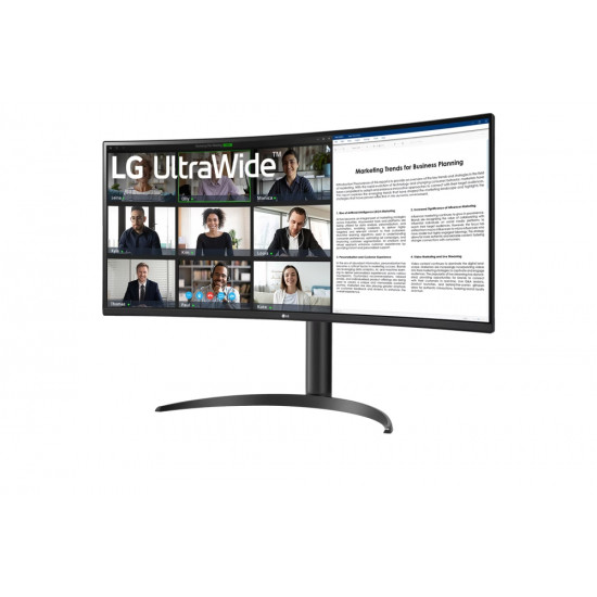 LG 34WR55QK-B 34" UltraWide AG , Curved 21:9 VA Panel, 5ms, 3000:1, 300 cd/m2, WQHD 3440x1440, HDR10, sRGB 99% , USB type-C 65W , 100Hz, HDMI, DisplayPort, PBP, Height Adjustable, Tilt, Reader Mode, Headphone Out, Black LG 34WR55QK-B 34" UltraWide AG , Curved 21:9 VA Panel, 5ms, 3000:1, 300 cd/m2, WQHD 3440x1440, HDR10, sRGB 99% , USB type-C 65W , 100Hz, HDMI, DisplayPort, PBP, Height Adjustable, Tilt, Reader Mode, Headphone Out, Black