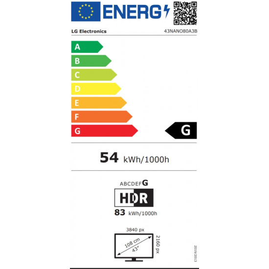 Телевизор LG 43NANO80A3B, 43" 4K HDR Smart Nano Cell TV, 3840x2160, DVB-T2/C/S2, AI Alpha 7, HDR 10 PRO, webOS 25, ThinQ AI, VRR, ALLM, HGiG, WiFi, Clear Voice, AI Upscaling, Bluetooth, Hdmi e-ARC , CI, LAN, AirPlay2, Chromecast, 2 Pole stand, Black