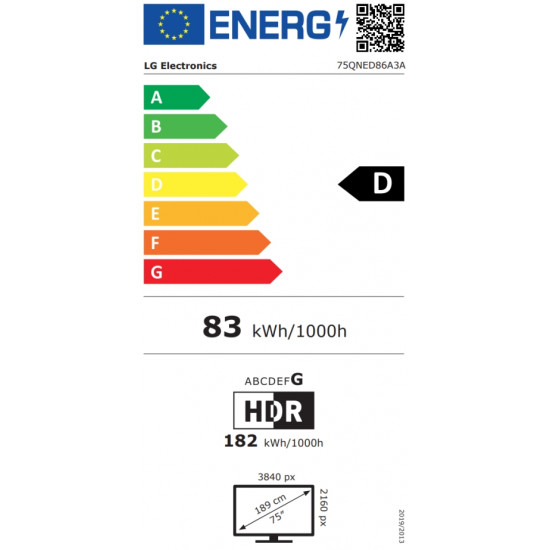 Телевизор LG 75QNED86A3A, 75" 4K QNED HDR Smart TV, 3840x2160, 120Hz Native (VRR 144Hz), DVB-T2/C/S2, Alpha 8 AI Processor, HDR 10 PRO, webOS 25 ThinQ, 4K Upscaling, WiFi 5, Dolby Vision, Bluetooth 5.1, AirPlay 2, LAN, CI, HDMI, SPDIF, Stand