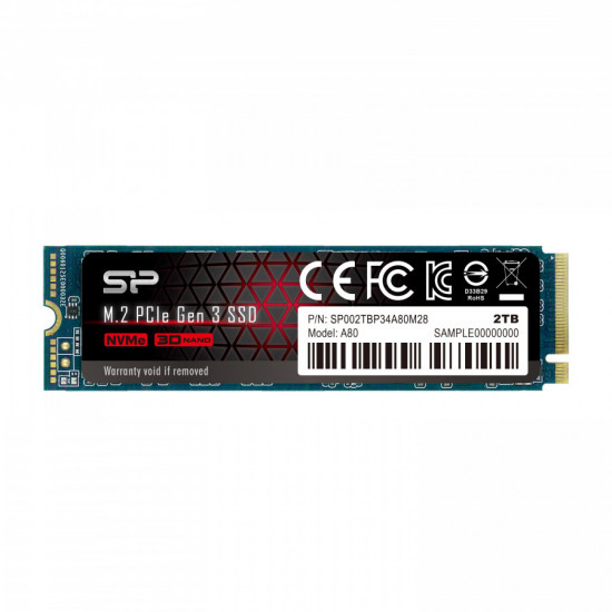Solid State Drive (SSD) Silicon Power P34A80, M.2-2280, PCIe NVMe, 2TB Solid State Drive (SSD) Silicon Power P34A80, M.2-2280, PCIe NVMe, 2TB