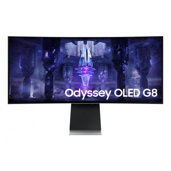 Монитор Samsung Odyssey OLED G8 G85SB 34" CURVED 1800R, 175 Hz, 0.1ms GTG, 3440x1440, 2xUSB-C, Mini DP, Micro HDMI, Speakers, Silver Монитор Samsung Odyssey OLED G8 G85SB 34" CURVED 1800R, 175 Hz, 0.1ms GTG, 3440x1440, 2xUSB-C, Mini DP, Micro HDMI, Speakers, Silver