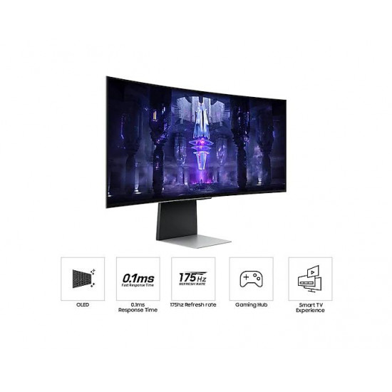 Монитор Samsung Odyssey OLED G8 G85SB 34" CURVED 1800R, 175 Hz, 0.1ms GTG, 3440x1440, 2xUSB-C, Mini DP, Micro HDMI, Speakers, Silver Монитор Samsung Odyssey OLED G8 G85SB 34" CURVED 1800R, 175 Hz, 0.1ms GTG, 3440x1440, 2xUSB-C, Mini DP, Micro HDMI, Speakers, Silver