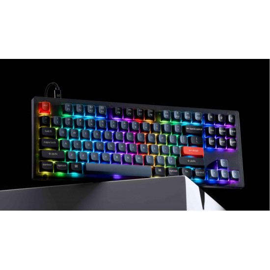 Геймърска Механична клавиатура Keychron V3 TKL Knob QMK Frosted Black Translucent, Keychron K Pro Blue Switch, RGB Backlight Геймърска Механична клавиатура Keychron V3 TKL Knob QMK Frosted Black Translucent, Keychron K Pro Blue Switch, RGB Backlight