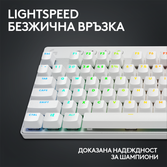 Геймърска механична клавиатура Logitech G Pro X TKL White Lightspeed Tactile Switch Геймърска механична клавиатура Logitech G Pro X TKL White Lightspeed Tactile Switch